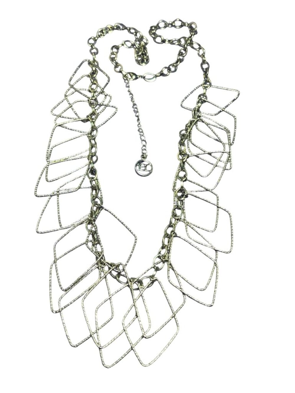 Erica Lyons Silvertone Geometric Statement Necklace 32 - 35 inches Long